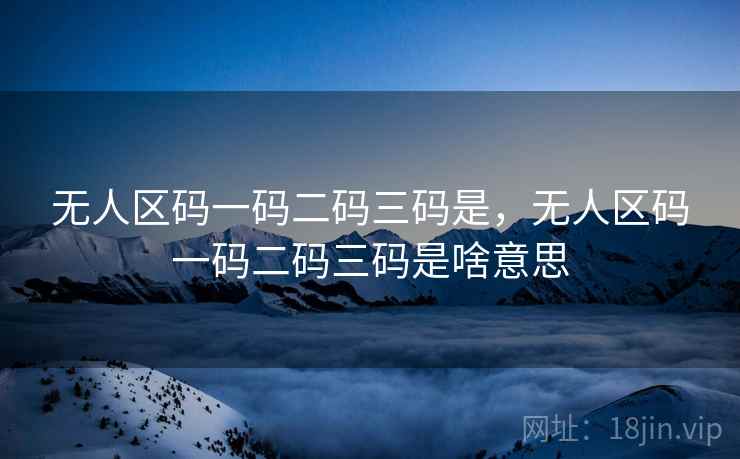无人区码一码二码三码是，无人区码一码二码三码是啥意思